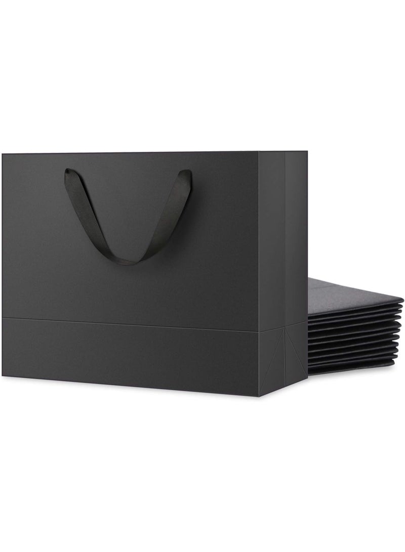 12 حقائب هدايا كبيرة - ماتي أسود حقائب هدايا ممتازة مع مقابض لجميع المناسبات (30 * 40 سم) - Image 1