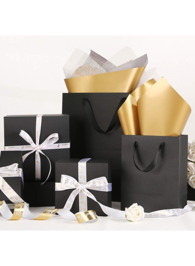 12 حقائب هدايا كبيرة - ماتي أسود حقائب هدايا ممتازة مع مقابض لجميع المناسبات (30 * 40 سم) - Image 3