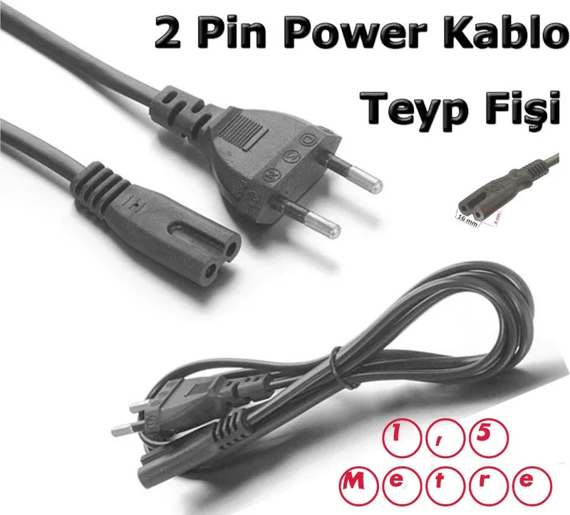 Moonkip Tape Power Plug Ceyran Notebook Adapter TV Power Cable 1.5 M 2.5A 250V