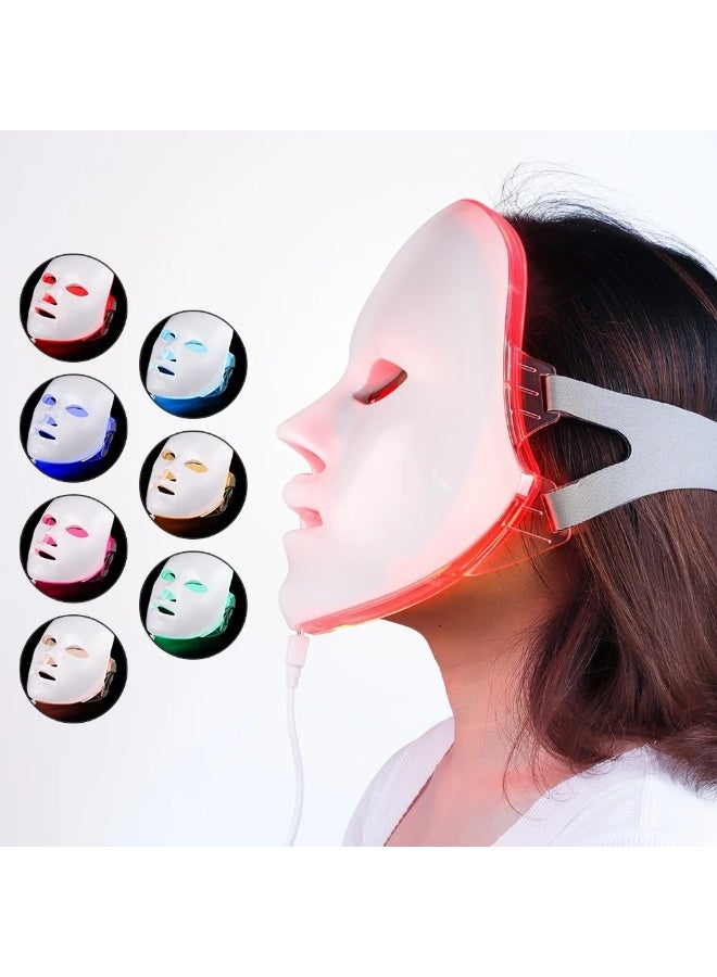 7 Color LED Photon Therapy Face Mask Silicone Home Beauty Device with Infrared Light Therapy Anti Aging Wrinkle Removal Acne Treatment Skin Rejuvenation and Brightening Facial Mask - Image 1