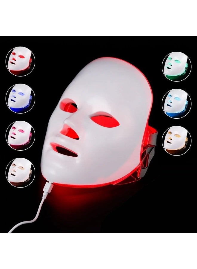 7 Color LED Photon Therapy Face Mask Silicone Home Beauty Device with Infrared Light Therapy Anti Aging Wrinkle Removal Acne Treatment Skin Rejuvenation and Brightening Facial Mask - Image 5