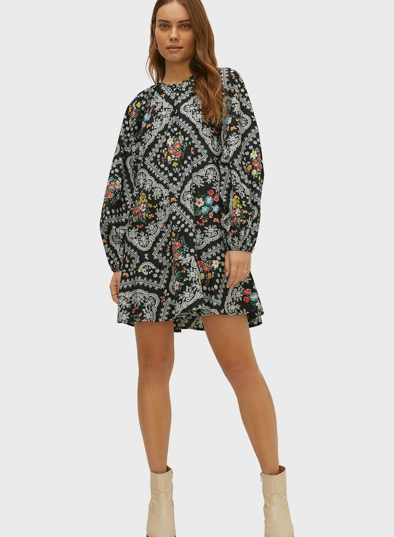 Oasis Floral Print Mini Dress - Image 1