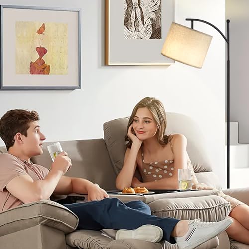 Ambimall 60" Floor Lamp with Remote Control and Stepless Dimmable Bulb, Colors Temperature & Brightness Adjustable, Modern Floor Lamps for Living Room, Gray Shade & Black Pole - Image 4