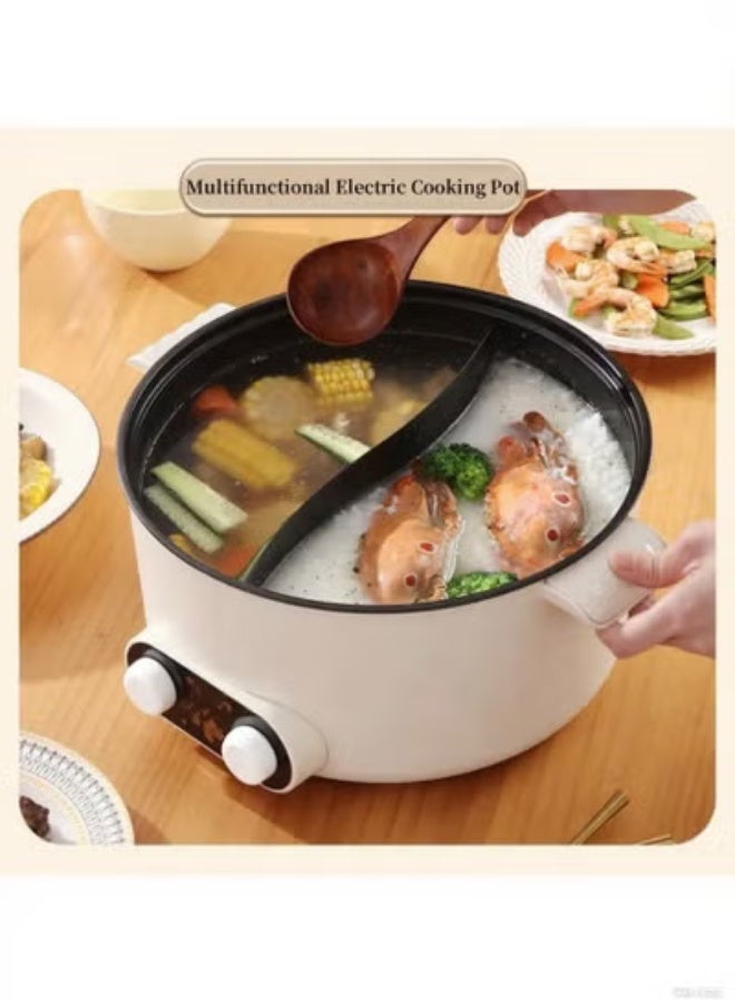 KYDTSYK Electric Hot Pot Non-Stick Electric Cooker 30cm Multifunctional Portable Pot for Cooking, 600-1350W Rapid Noodles Electric Pot, Non-Stick Frying Pans for Steak, Egg, Ramen, Oatmeal with Dual Power Adjustment - Image 4
