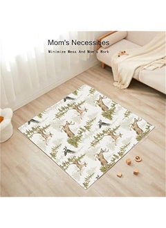 xozgdovg Insular Baby Splat Mat for Under High Chair/Arts/Crafts, Anti Slip and Waterproof Splash Mat for Floor, Portable Picnic Mat, 51x51 Inch, Forest Deer  - Image 4