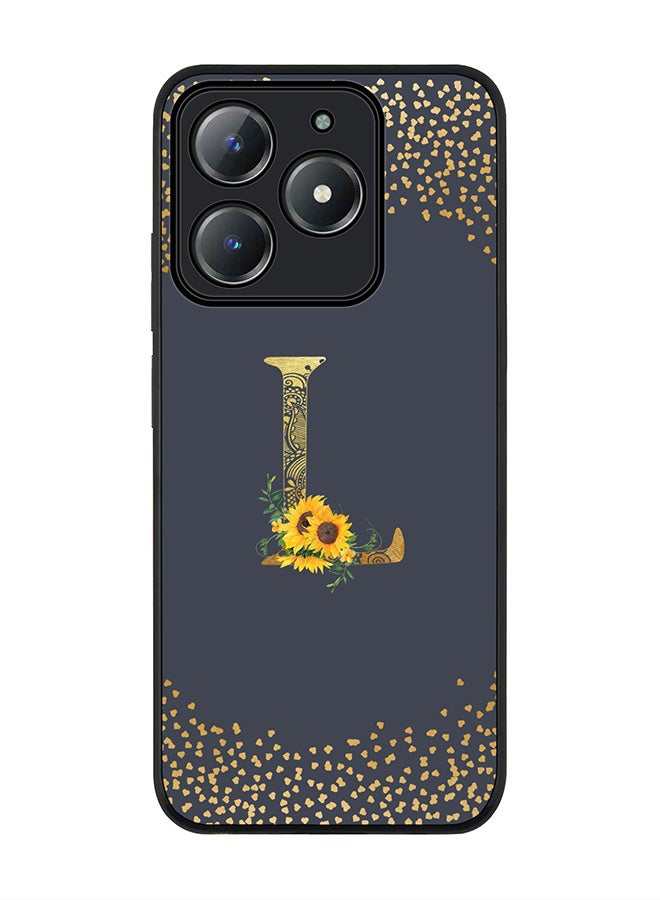 Stylizedd For Realme C63 / Realme C61 4G Case,Slim fit Camera Protection, Shockproof Thin Phone cover  - Custom Floral Monogram - L  (Grey ) - Image 1