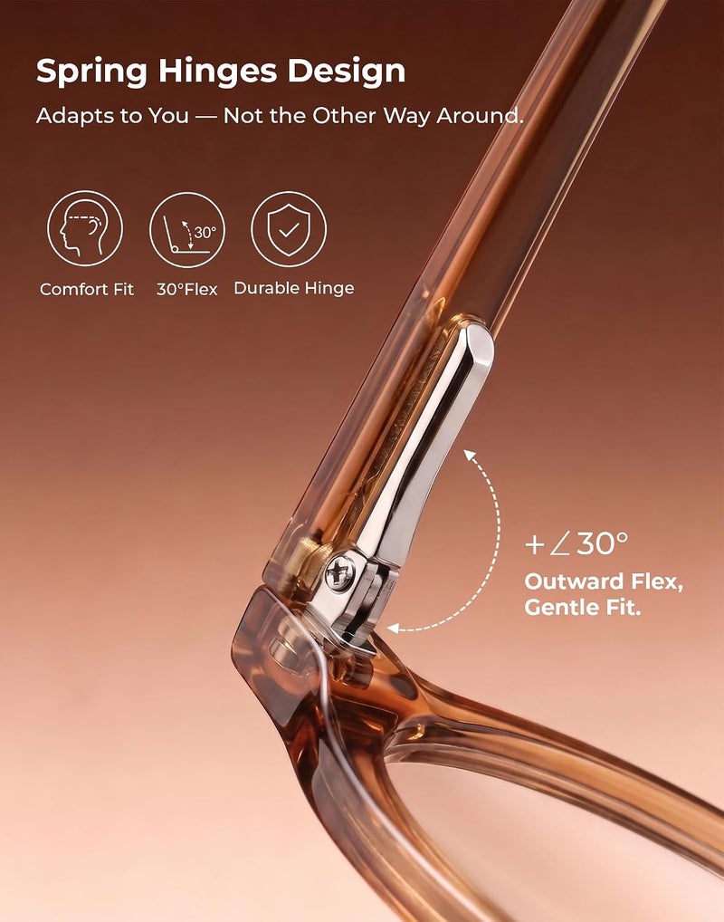 TIJN Fast & slow shipment compatible Blue Light Blocking Glasses Men Women Vintage Thick Round Rim Frame Eyeglasses, 07. Crystal Coffee (New), 48-20-145 Spec compliant trusted quality - Image 4