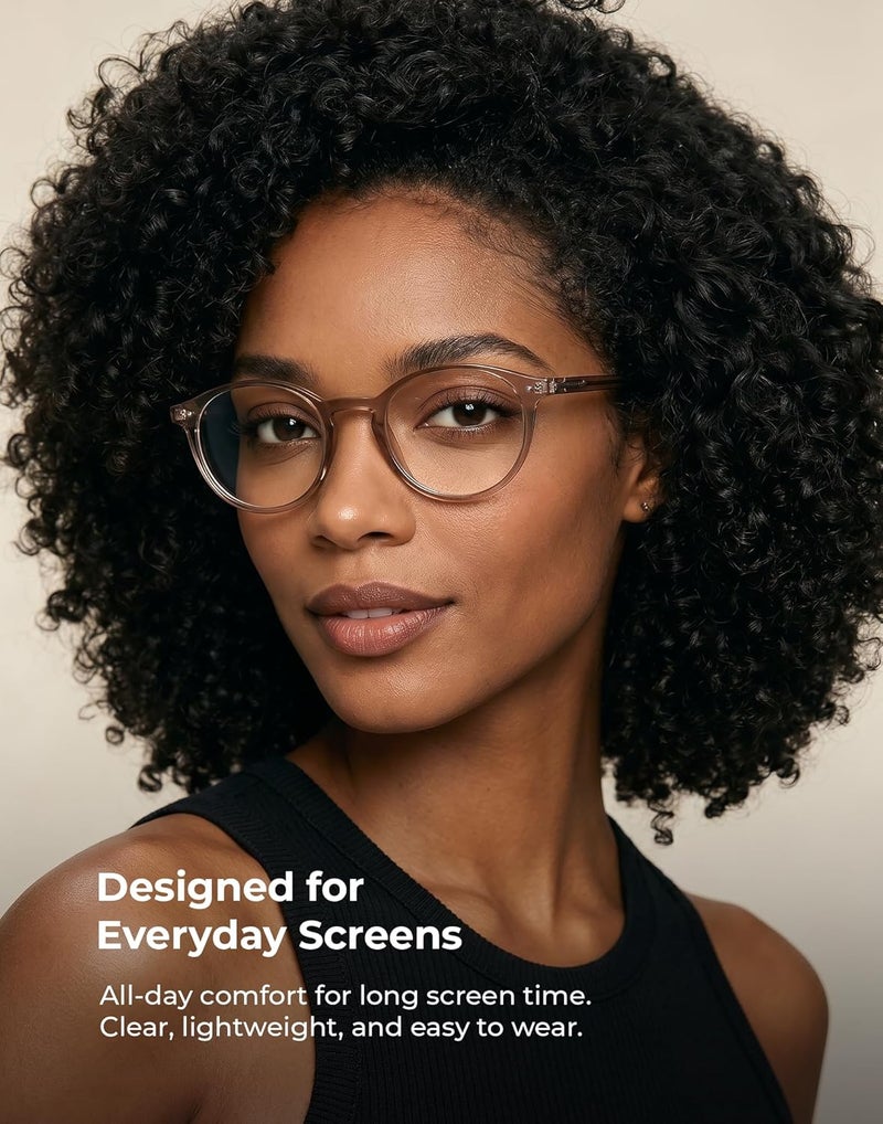 TIJN Fast & slow shipment compatible Blue Light Blocking Glasses Men Women Vintage Thick Round Rim Frame Eyeglasses, 07. Crystal Coffee (New), 48-20-145 Spec compliant trusted quality - Image 3