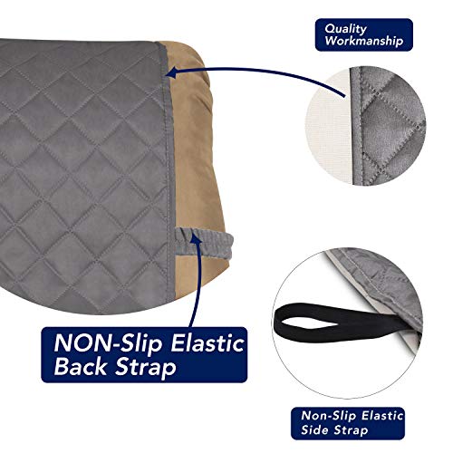 PureFit Reversible Quilted Sofa Cover, Water Resistant Slipcover Furniture Protector, Washable Couch Cover with Non Slip and Elastic Straps for Kids, Dogs, Pets (Small Recliner, Gray/Light Gray) - Image 3