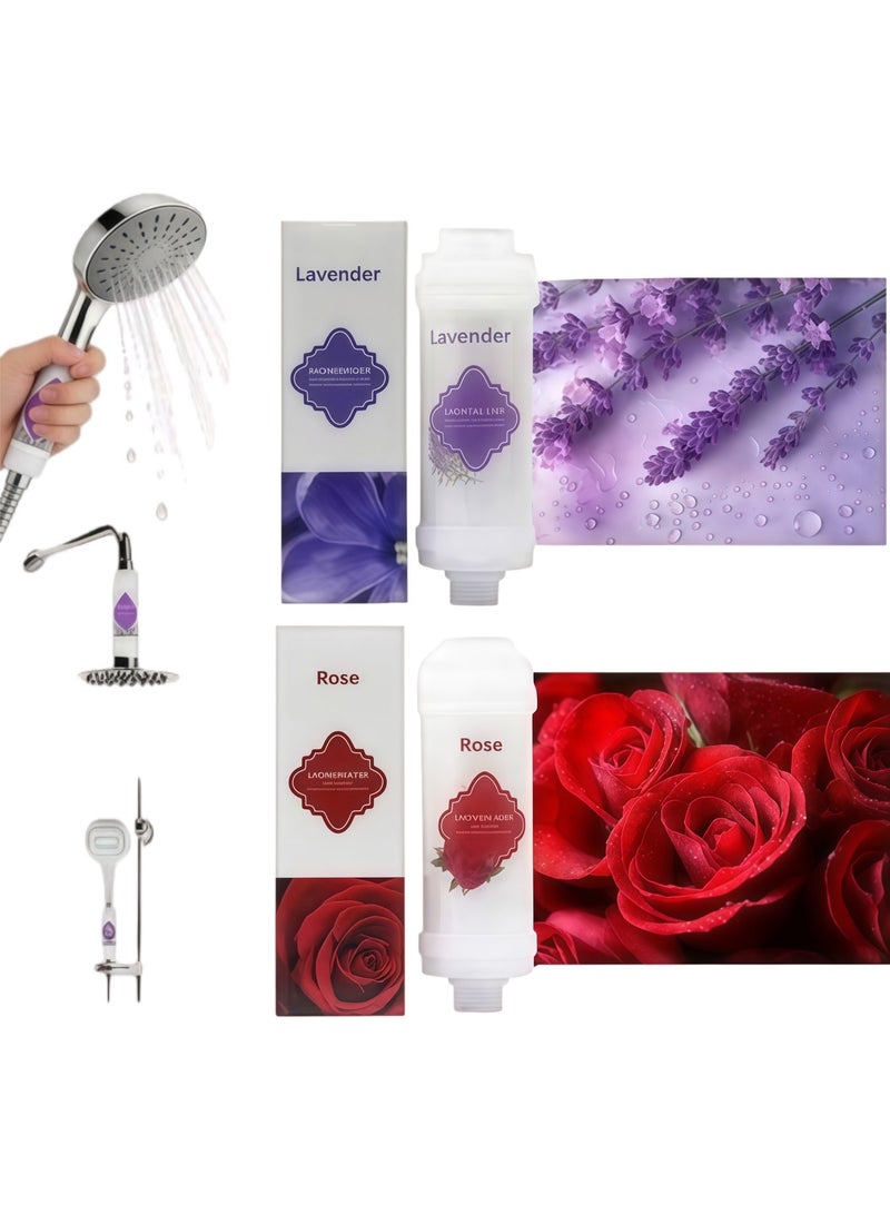 2-Pack Upgraded Vitamin Fragrance Bead Shower Filter | High-Efficiency Hard Water Purifier | Removes Chlorine and Rust | Improves Hair Loss and Dry Skin | Spa-Grade Aromatherapy | Safe and Non-Toxic (Lavender + Rose Scent) - Image 1