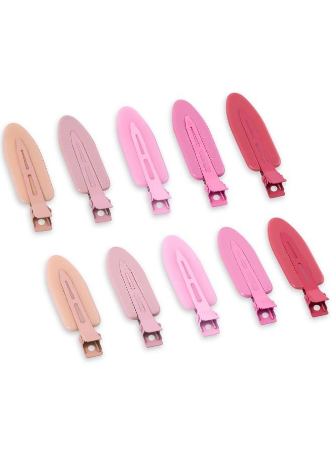 Cptots 10 Pcs Creaseless No Crease No Bend Flat Hair Clips For Styling Non Slip Makeup Clips For Women Salon Hairstyle, Pink Rose Red - Image 1