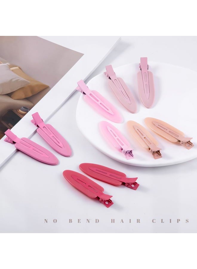 Cptots 10 Pcs Creaseless No Crease No Bend Flat Hair Clips For Styling Non Slip Makeup Clips For Women Salon Hairstyle, Pink Rose Red - Image 2