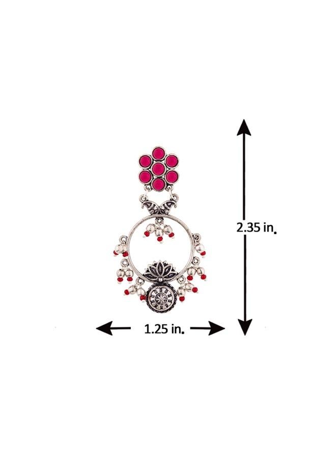 VOYLLA Abhira Floral Drop Style Hoop Earrings - Image 4