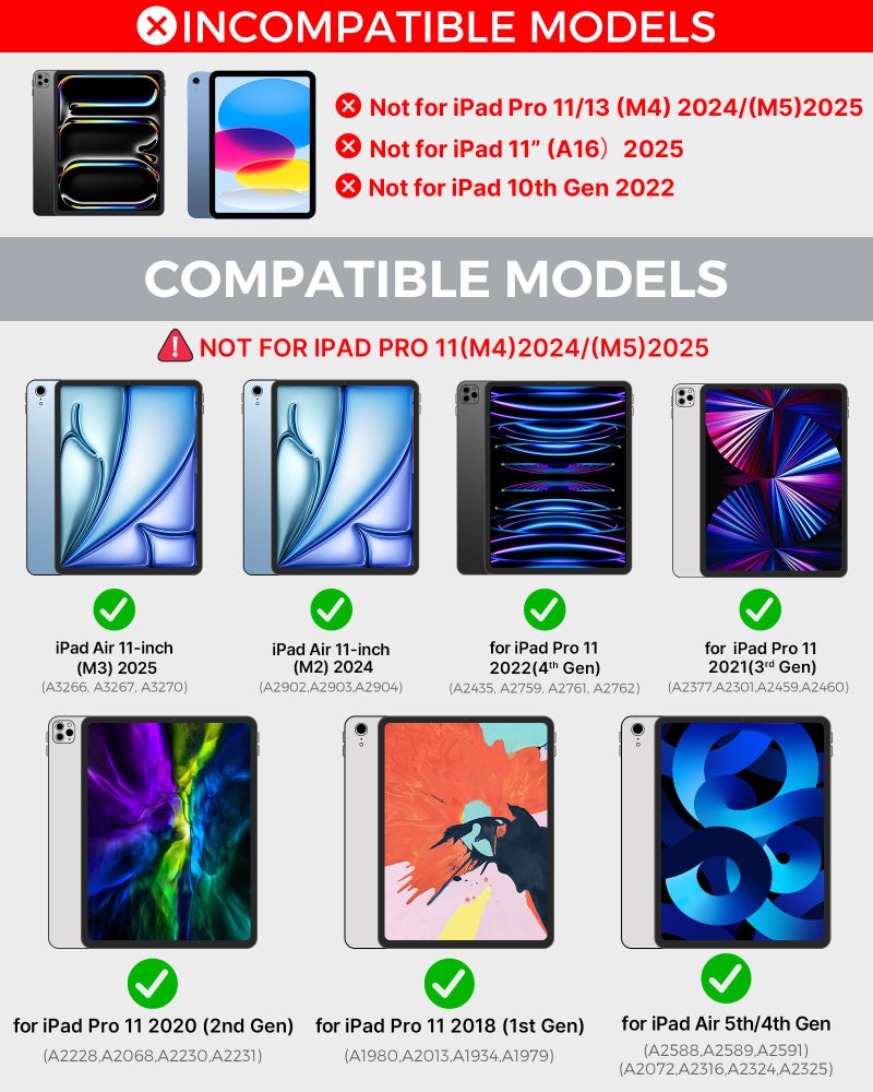 typecase حافظة لوحة المفاتيح اللمسية من تايب كيس لجهاز آيباد إير 11 بوصة (M3/M2، 2025/2024) و آيباد برو 11 (الجيل 4/3/2/1)، لوحة تتبع متعددة اللمس، إضاءة خلفية بـ 11 لون، قابلة للدوران 360° لجهاز آيباد إير 5/4، فضي - Image 2