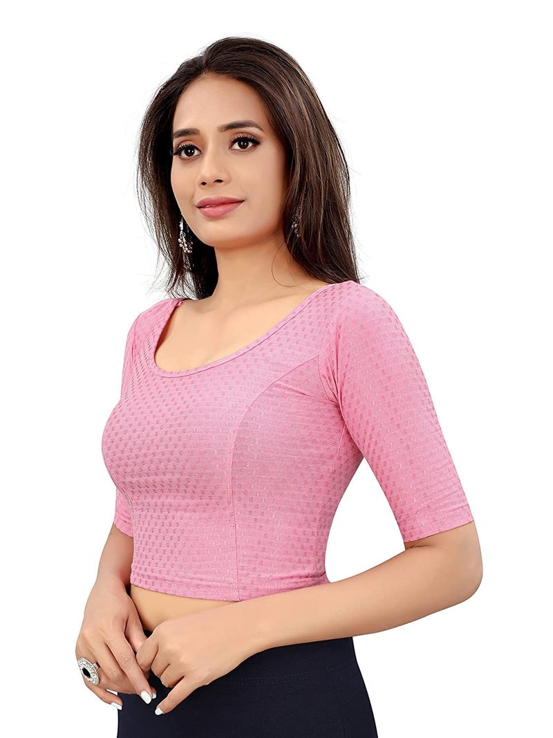 Bhochi Round Neck Cotton Spendex|Stretchable Blouse for Women|Readymade Blouse for Women|Blouses|Stretchable Blouse Readymade - Image 2