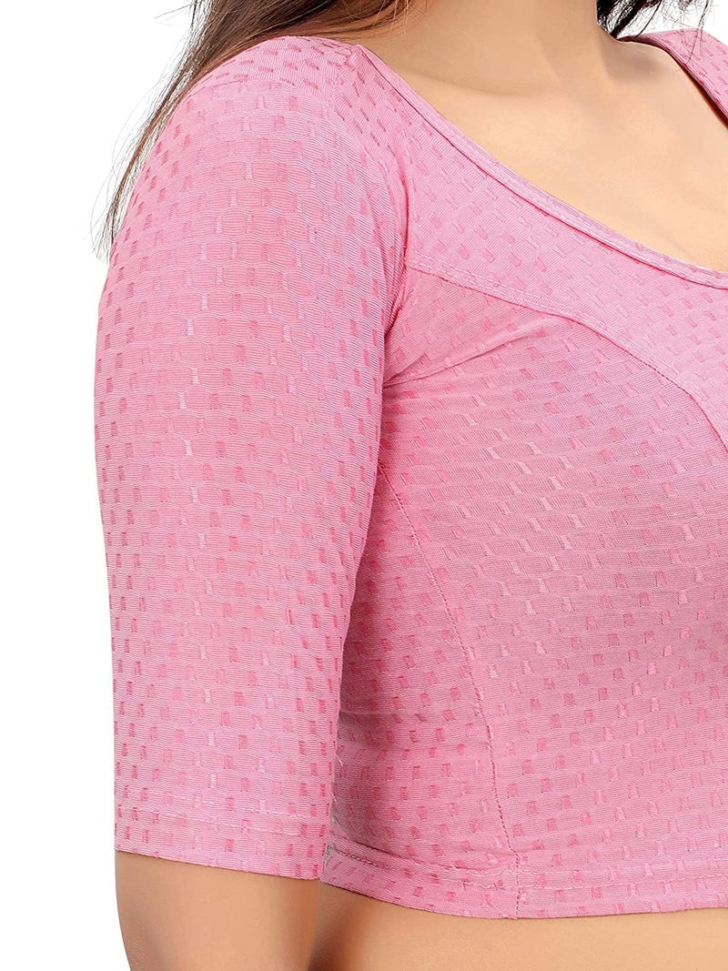 Bhochi Round Neck Cotton Spendex|Stretchable Blouse for Women|Readymade Blouse for Women|Blouses|Stretchable Blouse Readymade - Image 4