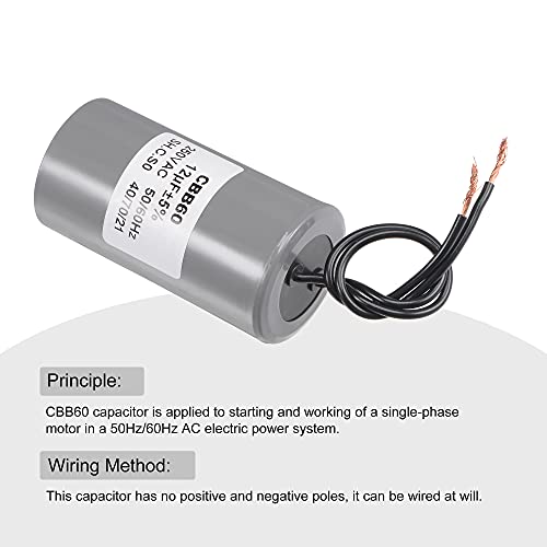 MECCANIXITY CBB60 Run Capacitor 12uF 250V AC 2 Wires 50/60Hz Cylinder Motor Running Capacitor 73x38mm for Air Compressor Water Pump - Image 4
