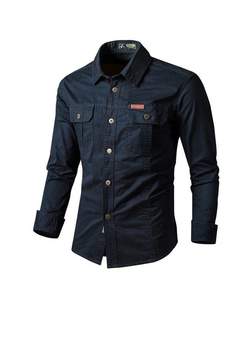 NIBEMINENT Cotton Spring and Autumn Workwear Shirt Long Sleeve For Man