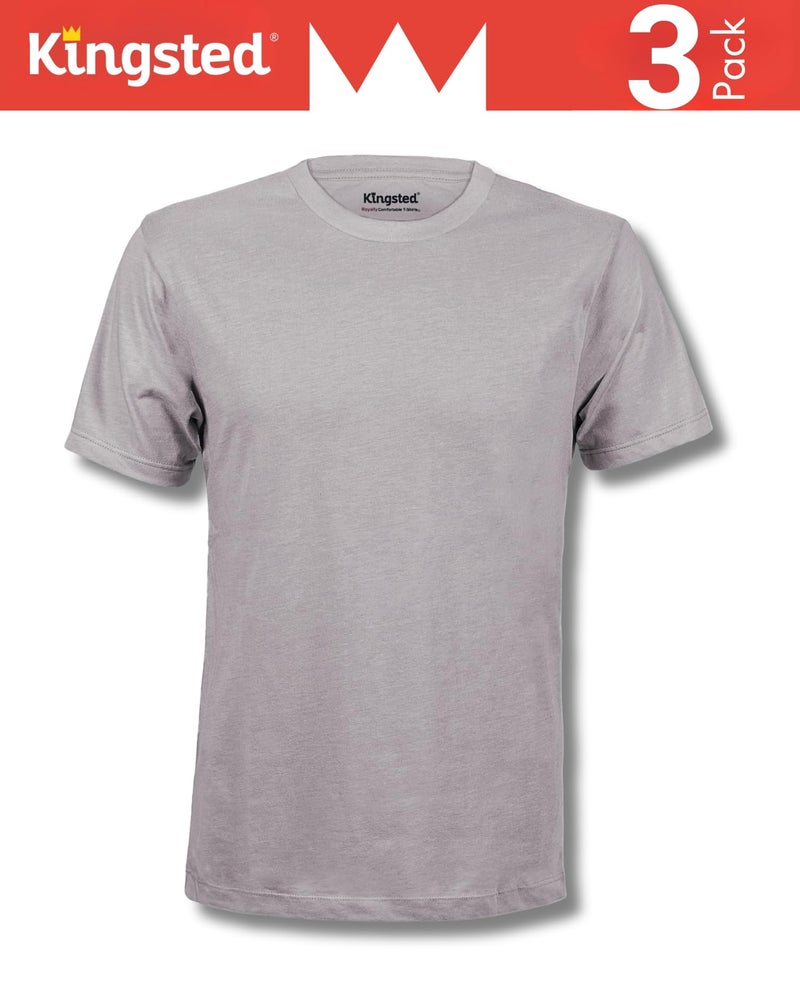 Kingsted Men's T-Shirts Pack - Royally Comfortable - Super Soft Cotton Blend - Short Sleeve Tagless Crewneck - Plain Colored Classic Tees (3 Pack, Monochrome, X-Large) - Image 3