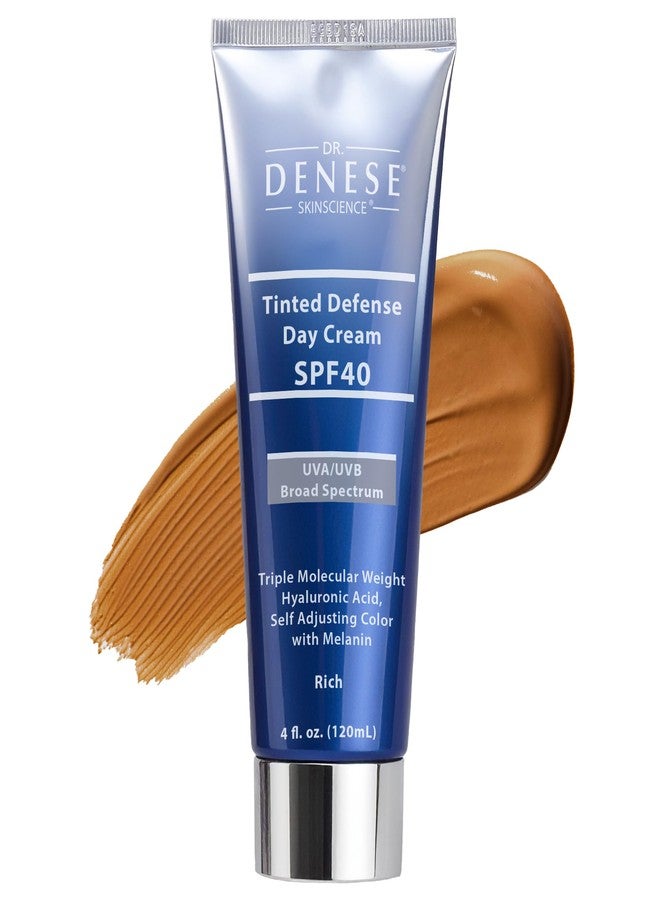Dr. Denese SPF 40 Defense Day Cream (Rich) 4 oz – Tinted Moisturizer and Daily Sunscreen for Radiant Hydrated Skin – BB Cream with Antioxidants for Smooth Even Tone – Broad Spectrum SPF Protection - Image 1