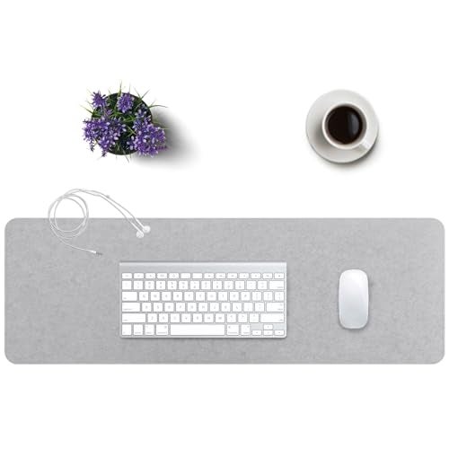 DAWNTREES Large Felt Desk Mat,47.2"x 23.6",Non-Slip Desk Pad for Office and Home,120x60cm Full Table Mouse Pad,Keyboard Mats for Desk,Desktop Protection(Light Gray) - Image 2