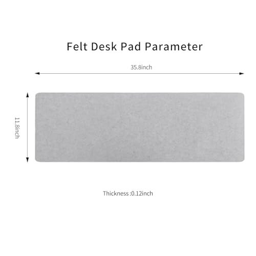 DAWNTREES Large Felt Desk Mat,47.2"x 23.6",Non-Slip Desk Pad for Office and Home,120x60cm Full Table Mouse Pad,Keyboard Mats for Desk,Desktop Protection(Light Gray) - Image 4