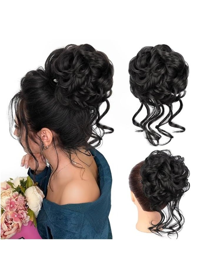 فوضوي كعكة الشعر قطعة ، أشعث أوبدو مع المحلاق الشعر كعكة ملحقات متموجة مجعد الشعر التفاف ذيل حصان آدمي توك شعر للنساء - Image 1