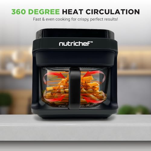 NutriChef قلاية هوائية نوتريشيف سعة 5.8 لتر | 8-1 أوضاع طهي مسبقة | وعاء قلي شفاف للحصول على أفضل نتائج الطهي | اطبخ الروبيان، الستيك، البطاطس المقلية، الأجنحة، الدجاج والمزيد | تحكم دقيق في درجة الحرارة والوقت | رمادي - Image 4