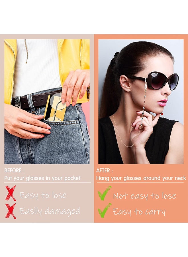 جي دي 6 قطع من سلاسل النظارات المانعة للانزلاق للرجال والنساء، حوامل أحزمة النظارات المضادة للضياع، حبل تعليق للنظارات، ملحق للنظارات، سلسلة نظارات شمسية أنيقة، حبل نظارات القراءة - Image 5