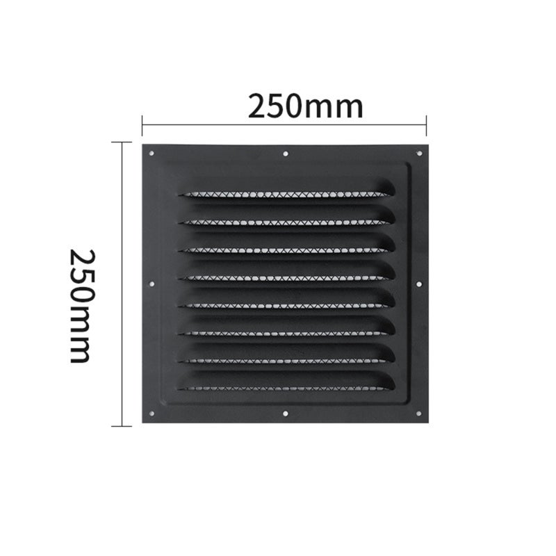 Ventilation Louver 25x25cm Black Rainproof Feature - Single Layer Design Exterior Louver for Outdoor Mechanical Industrial Equipment