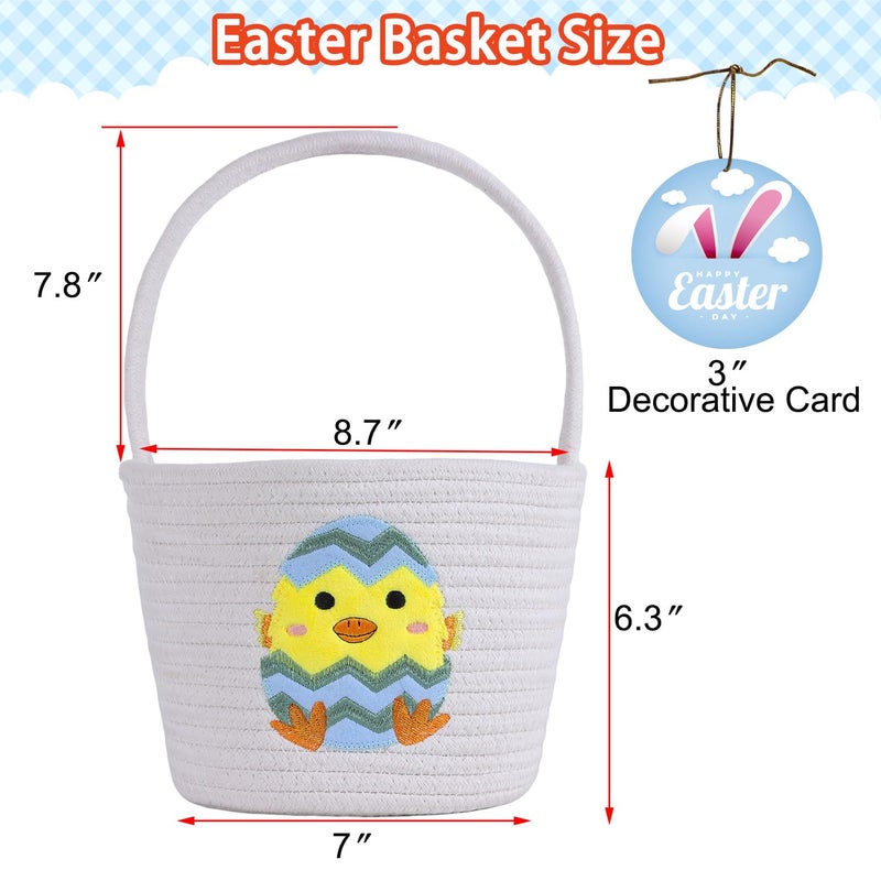 XENTUMI Easter Basket, Easter Basket Essentials Baskets for Kids, Empty Bunny Egg Baskets for Boys, Girls, Toddler, Babies, Infant Gifts Basket Chick - Image 4