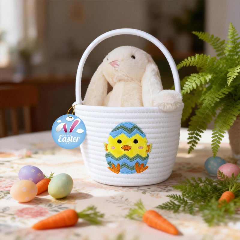 XENTUMI Easter Basket, Easter Basket Essentials Baskets for Kids, Empty Bunny Egg Baskets for Boys, Girls, Toddler, Babies, Infant Gifts Basket Chick - Image 3