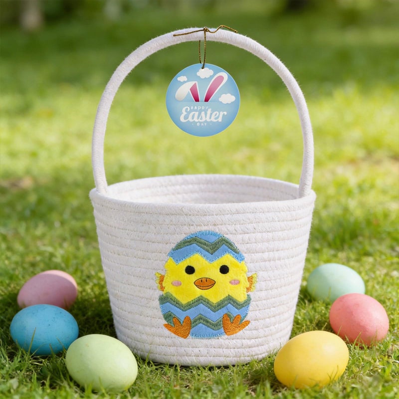 XENTUMI Easter Basket, Easter Basket Essentials Baskets for Kids, Empty Bunny Egg Baskets for Boys, Girls, Toddler, Babies, Infant Gifts Basket Chick - Image 2
