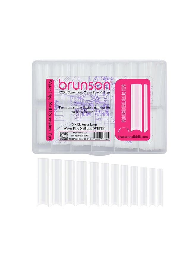 brunson نصائح أظافر مزيفة XXXL سوبر طويلة أنبوب ماء أبيض BWPWNT - Image 1