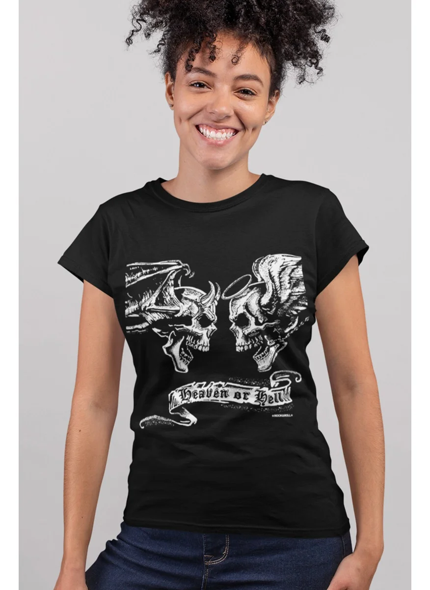 Rock&Roll Angel Devil Black Short Sleeve Women's T-Shirt