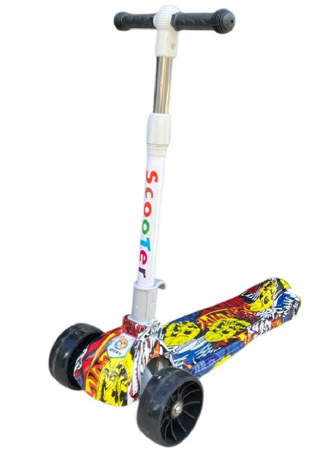 Generic Kids Adjustable Mini Kick Scooter with Flashing Polyurethane Best Gifts Age 3 to 10 years. Yellow aluminum structure  - Image 1
