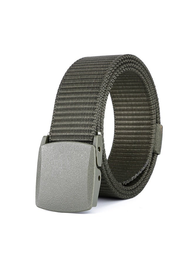 xozgdovg Plastic Steel Buckle Tank Pattern Nylon Canvas Strapless Waist Belt Durable Versatile Casual Pants Belt Men Trendy Army Green 