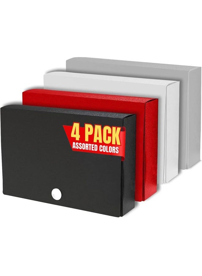 1InTheOffice Index Card Holder 3x5, Index Card Case, Assorted Colors, Holds 100 3x5 Card, (4 Pack) - Image 1