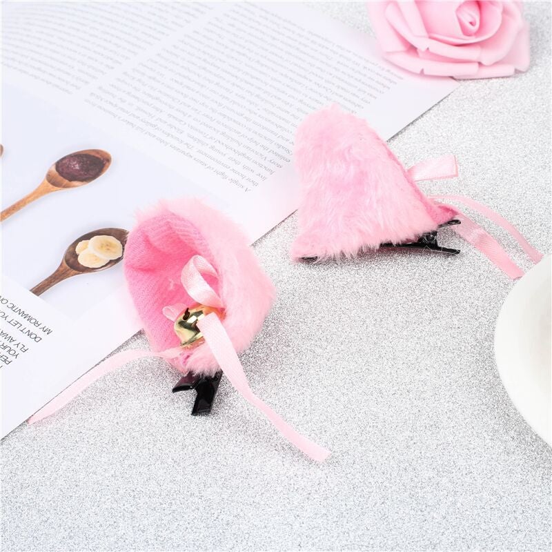 Generic Anime Cat Ear Headband Cosplay Paw Gloves Cute Tail Pair of pink hairpins