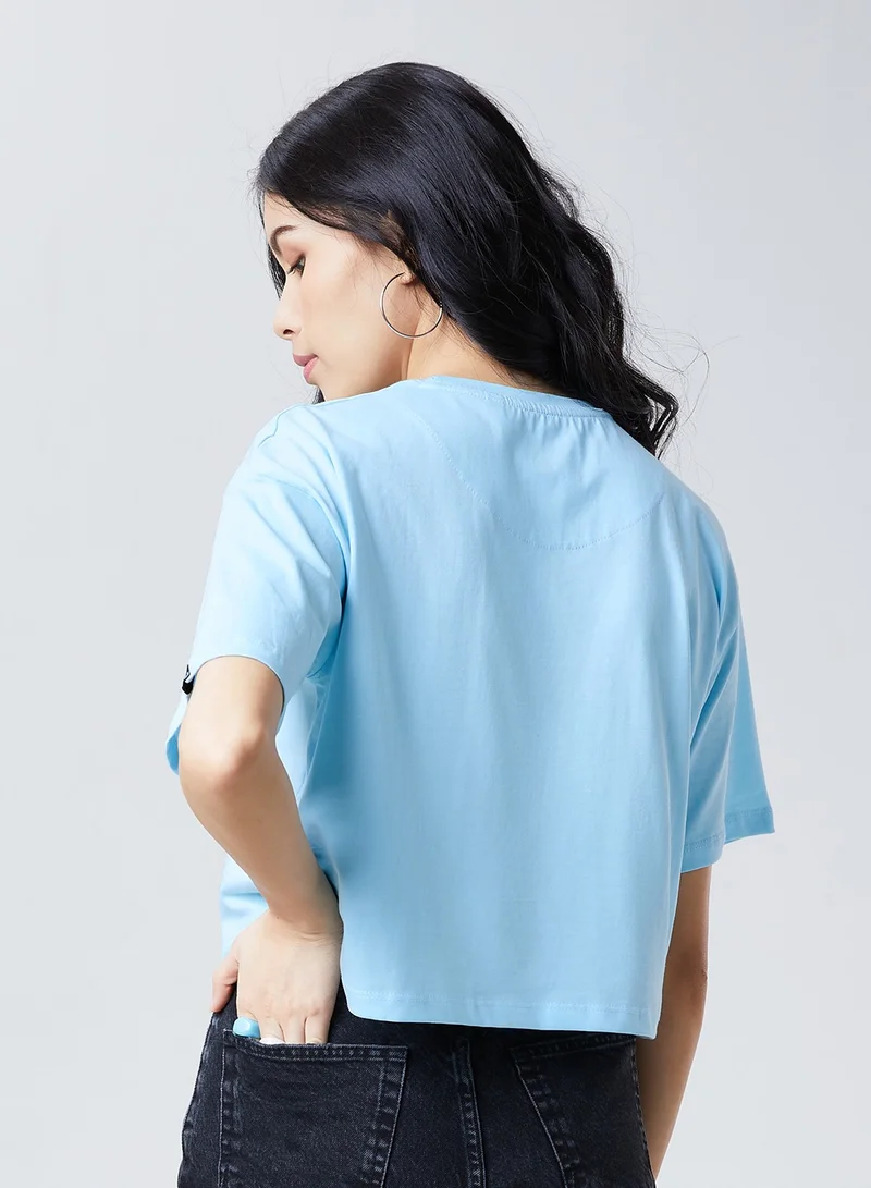 The Souled Store The Souled Store Head in The Clouds Printed Cropped T-Shirts for Women and Girls