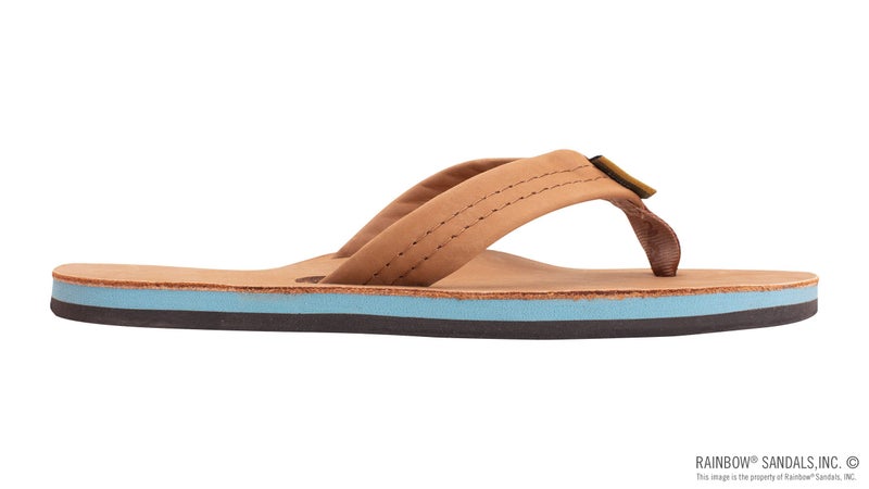 Rainbow Sandals Men's Single Layer Classic Leather Sandal, Tan/Blue, Men's Large / 9.5-10.5 B(M) US - Image 4
