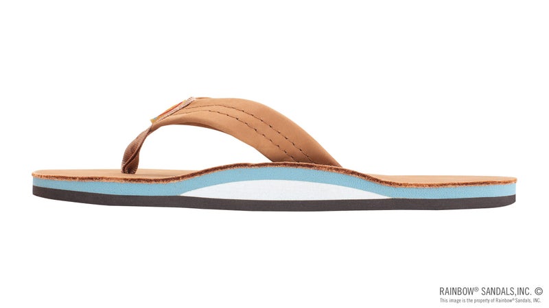 Rainbow Sandals Men's Single Layer Classic Leather Sandal, Tan/Blue, Men's Large / 9.5-10.5 B(M) US - Image 2