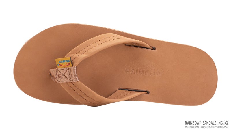 Rainbow Sandals Men's Single Layer Classic Leather Sandal, Tan/Blue, Men's Large / 9.5-10.5 B(M) US - Image 3