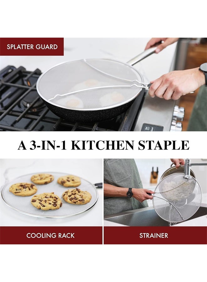 HOMESTAR Stainless Steel Grease Splatter Screen for Frying Pan 13 inch, Stops Hot Oil Splash, Protects Skin from Burns, Splatter Guard for Cooking, Iron Skillet Lid, Keeps Kitchen Clean - Image 4