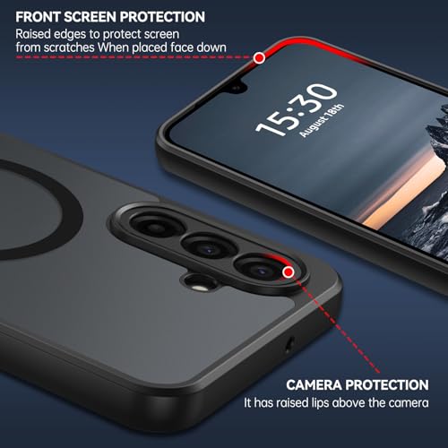 GUAGUA for Samsung Galaxy A17 5G with Magnetic Slim Translucent Matte Skin Feeling Samsung A17 Cases Shockproof Protective Anti-Scratch Cover for Galaxy A17 5G 6.7", Black - Image 4