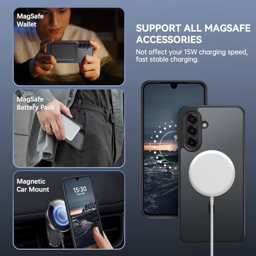 GUAGUA for Samsung Galaxy A17 5G with Magnetic Slim Translucent Matte Skin Feeling Samsung A17 Cases Shockproof Protective Anti-Scratch Cover for Galaxy A17 5G 6.7", Black - Image 2