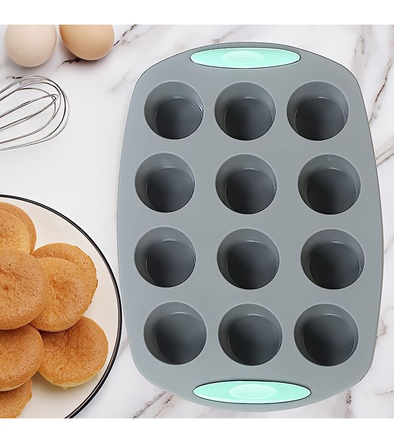 Versatile Silicone Baking Pan Set 12 Cups Non Stick Easy Release For Cookies Cakes Muffins Pizzas Cupcakes Halloween Christmas Easter Thanksgiving Bakeware Cake Molds - Image 1