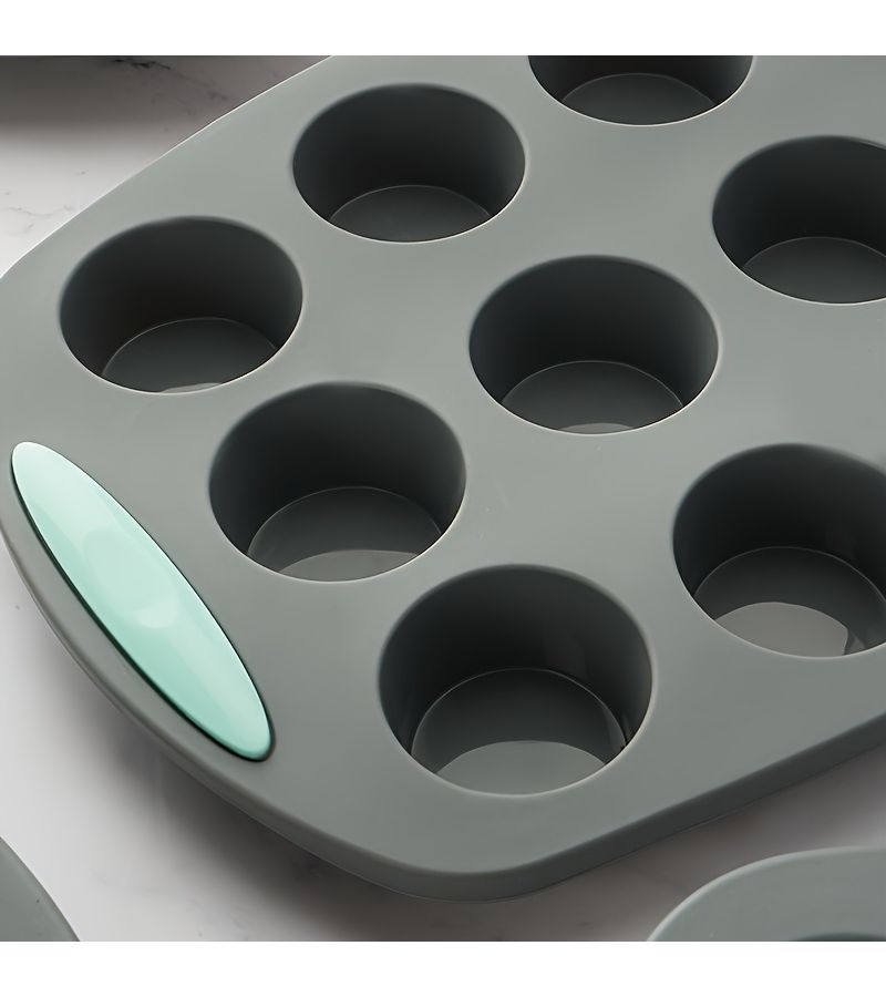 Versatile Silicone Baking Pan Set 12 Cups Non Stick Easy Release For Cookies Cakes Muffins Pizzas Cupcakes Halloween Christmas Easter Thanksgiving Bakeware Cake Molds - Image 5