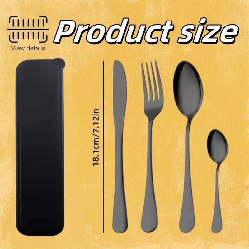 5pcs Silvery Straw Stainless Steel Camping Utensil Set Heavy Duty Reusable Cutlery - Image 5