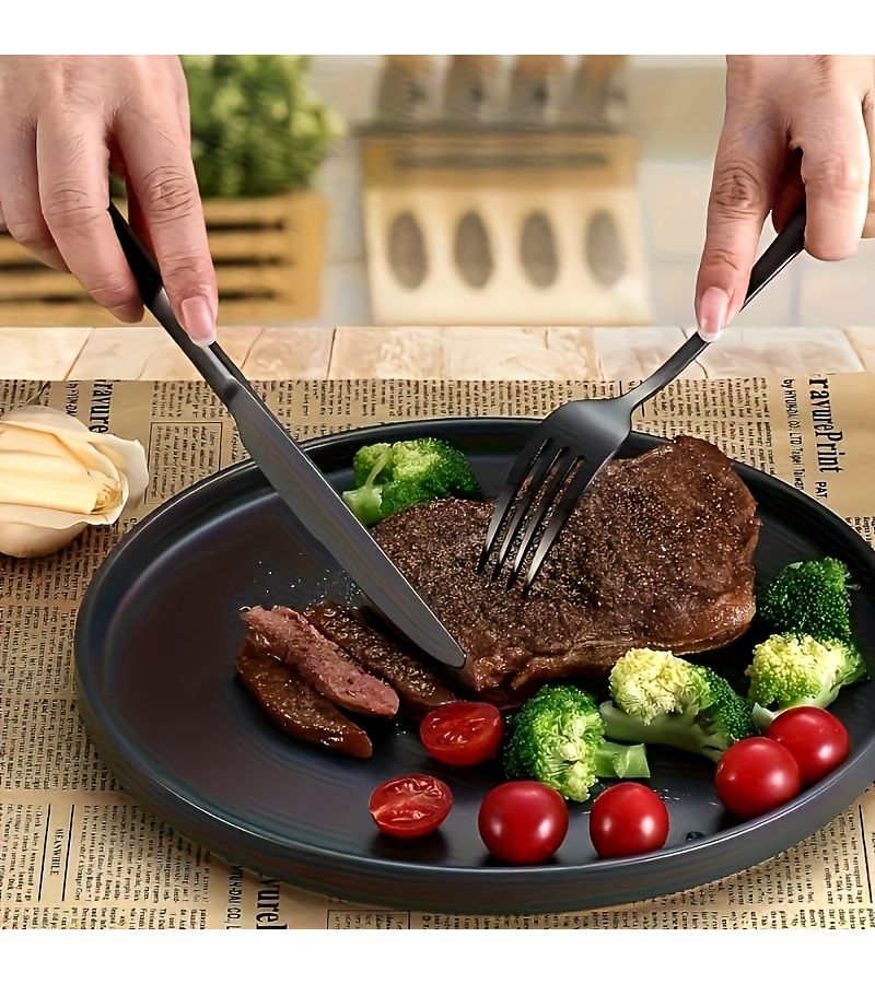 5pcs Silvery Straw Stainless Steel Camping Utensil Set Heavy Duty Reusable Cutlery - Image 3